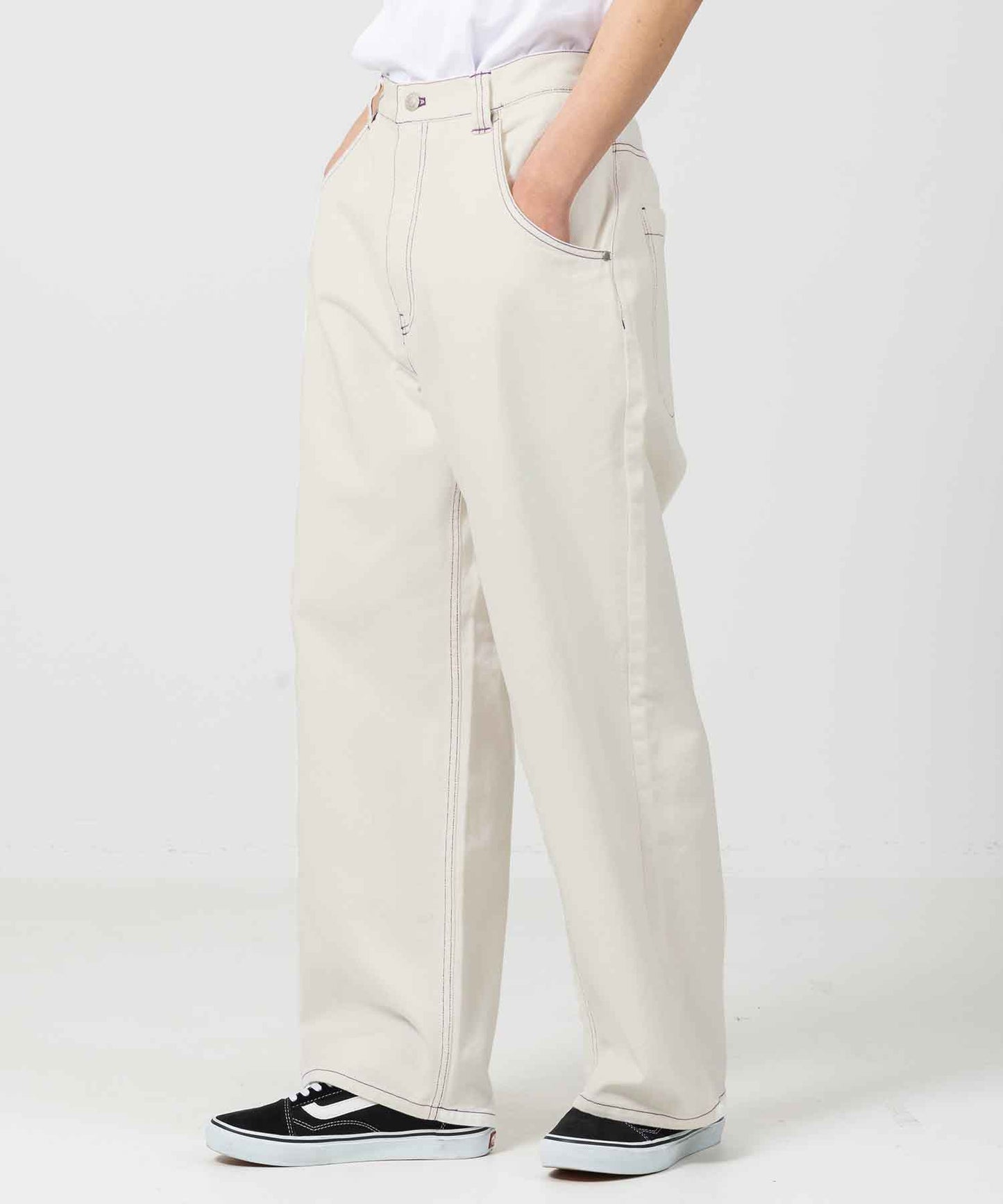 HARDLY WORKING CONTRAST STITCH WIDE PANTS