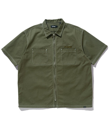 STITCHED ZIP UP S/S WORK SHIRT