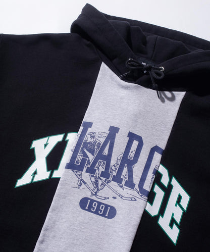 PATCHWORK PULLOVER HOODED SWEAT