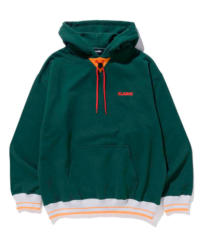 STRIPE RIB PULLOVER HOODED SWEAT