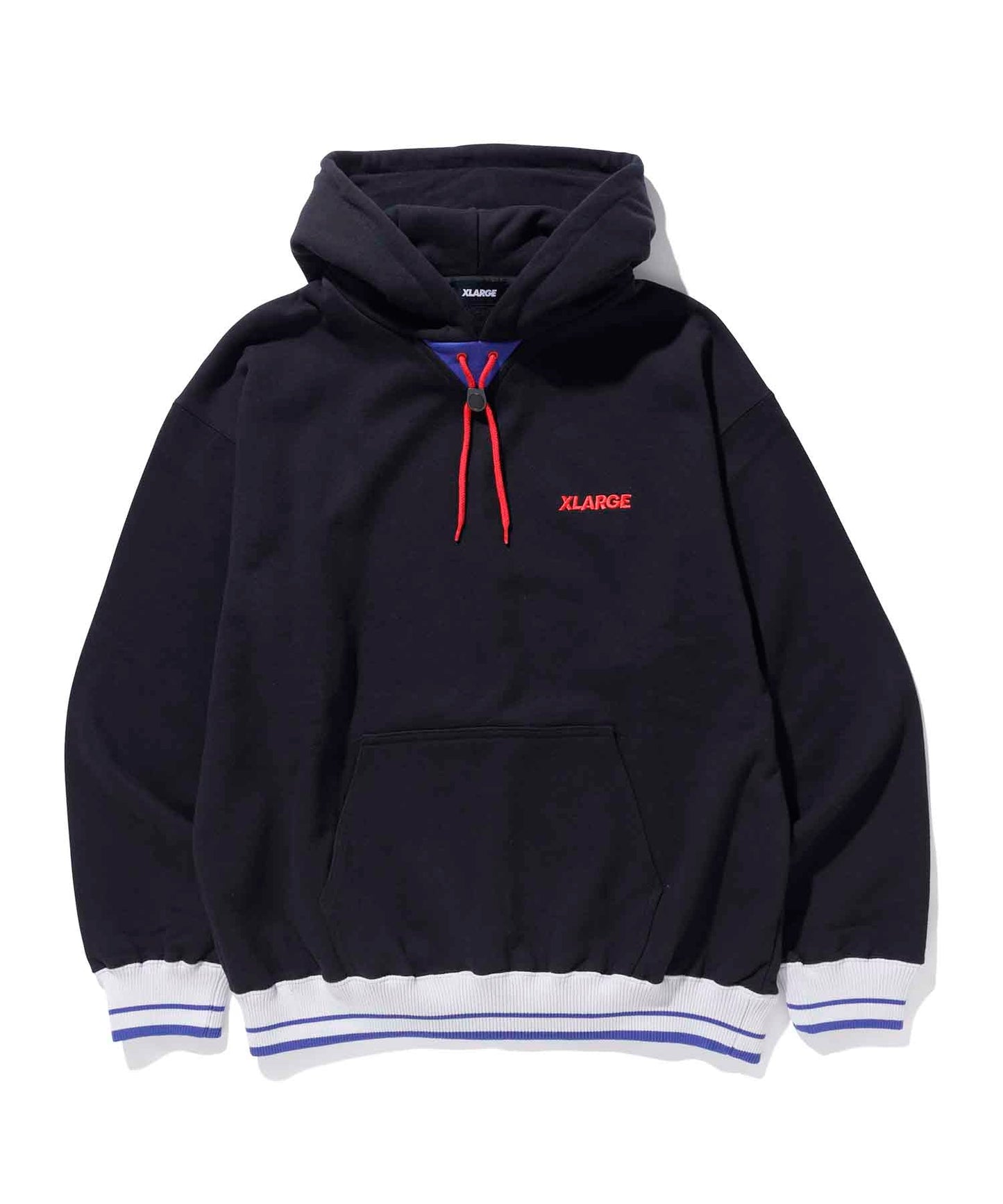 STRIPE RIB PULLOVER HOODED SWEAT