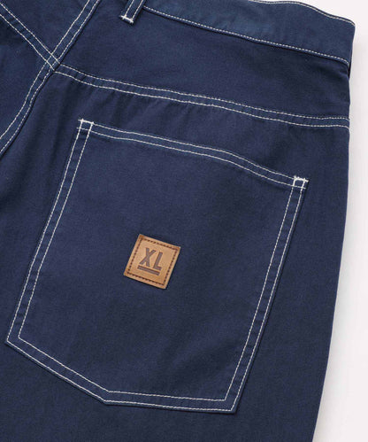 CONTRAST STITCH LEATHER PATCHED PANTS
