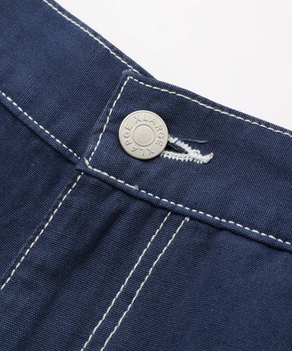CONTRAST STITCH LEATHER PATCHED PANTS