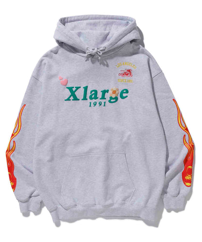 PIGMENT DYLED PUFF LOGO PULLOVER HOODED SWEAT