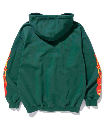 PIGMENT DYLED PUFF LOGO PULLOVER HOODED SWEAT