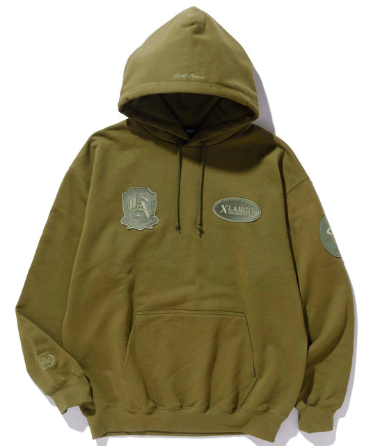 EMBLEM PATCHED PULLOVER HOODED SWEAT