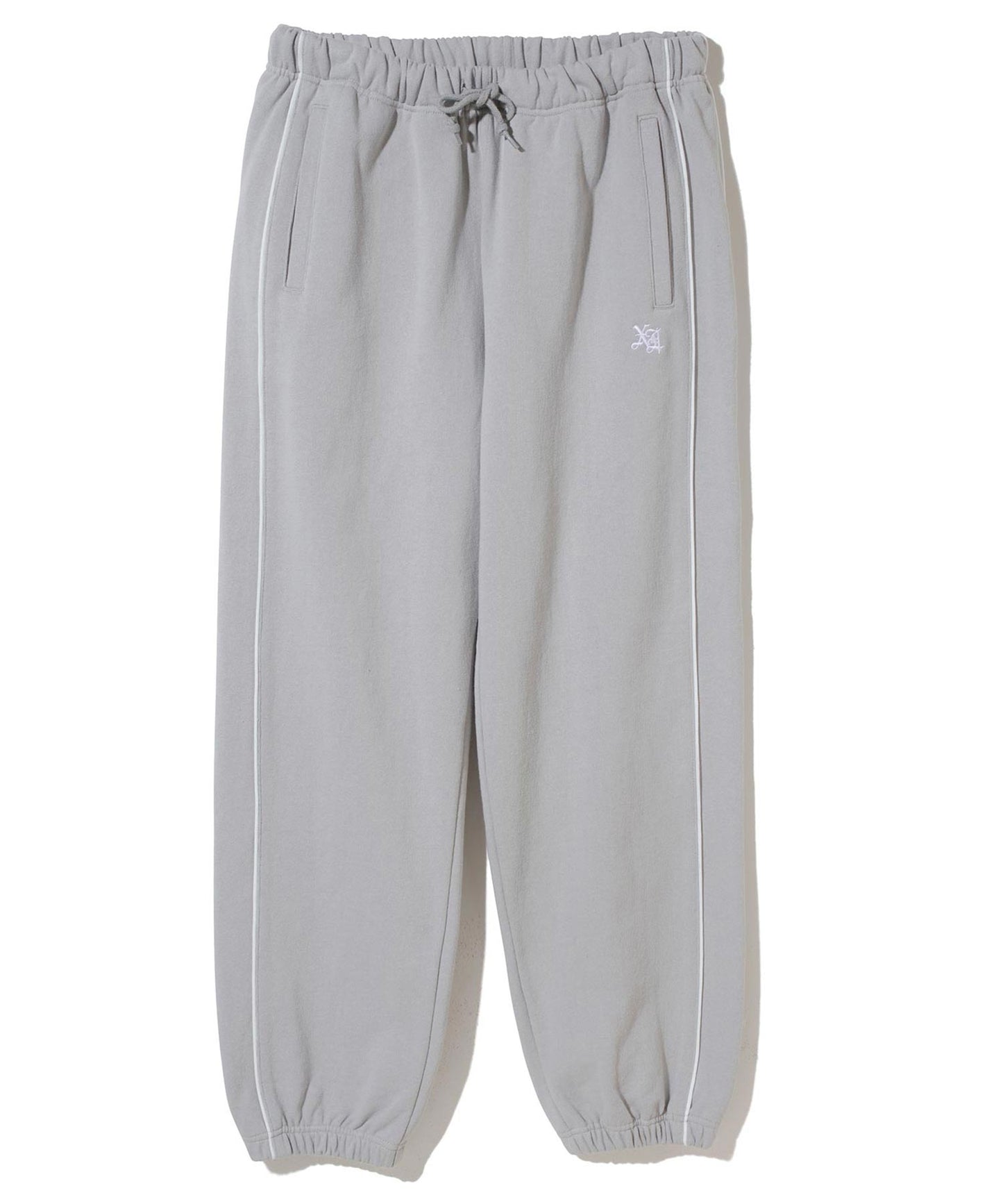 EMBROIDERED LOGO PIPING SWEAT PANTS