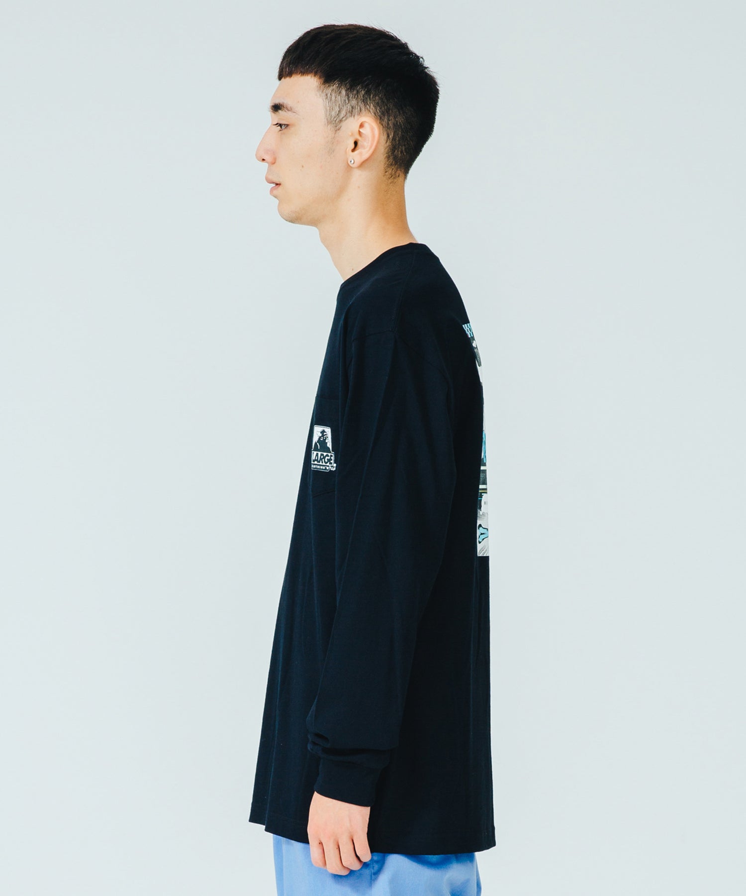 XLARGE x D*FACE L/S STRIPE SKULL RENDER POCKET TEE T-SHIRT XLARGE  