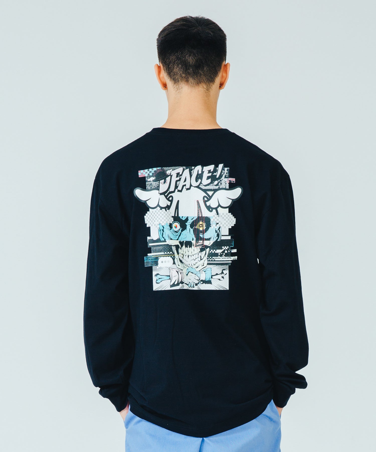 XLARGE x D*FACE L/S STRIPE SKULL RENDER POCKET TEE T-SHIRT XLARGE  