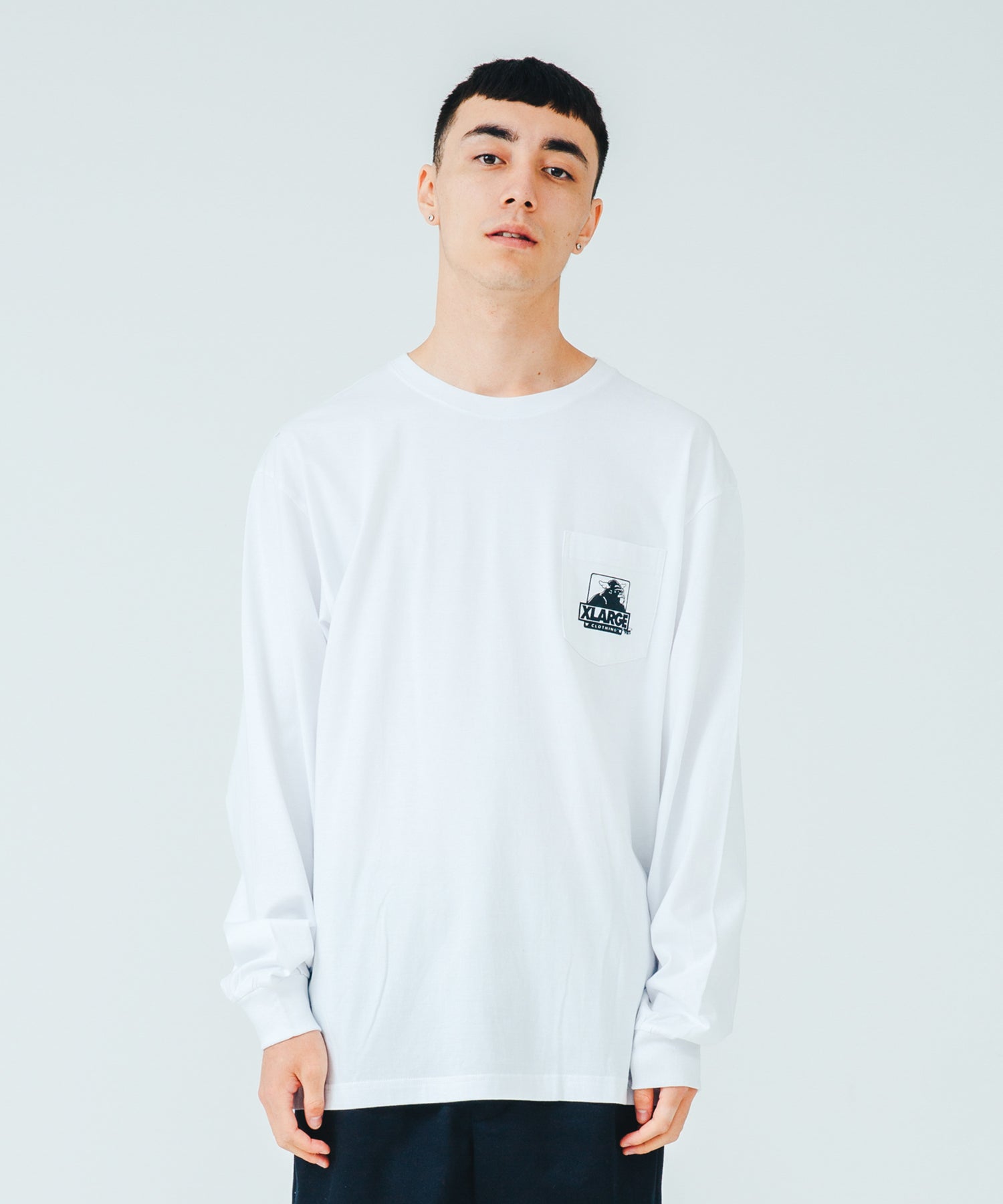 XLARGE x D*FACE L/S STRIPE SKULL RENDER POCKET TEE T-SHIRT XLARGE  
