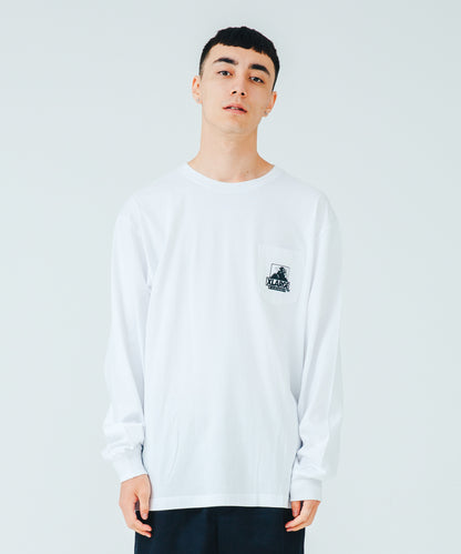 XLARGE x D*FACE L/S STRIPE SKULL RENDER POCKET TEE T-SHIRT XLARGE  