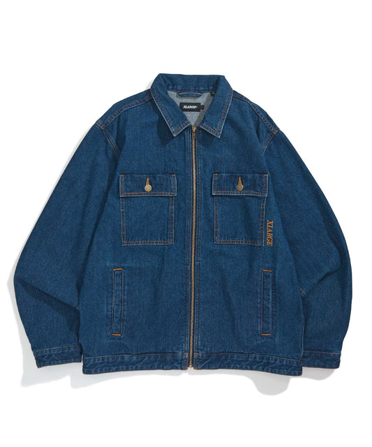 EMBROIDERY ZIPPED DENIM JACKET OUTERWEAR XLARGE  