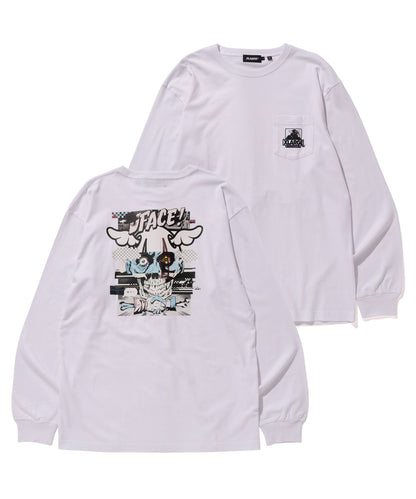 XLARGE x D*FACE L/S STRIPE SKULL RENDER POCKET TEE T-SHIRT XLARGE  